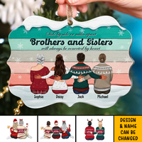 Thumbnail for Brothers & Sisters Will Always Connect By Heart Benelux Shaped Wood Christmas Ornament AE
