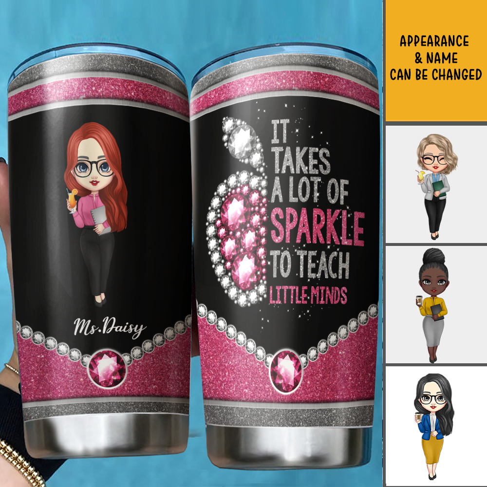 Sparkle To Teach Little Minds Teacher Tumbler, Back To School Gift AA