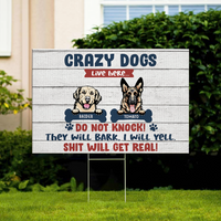 Thumbnail for Crazy dogs Live Here Personalized Lawn Sign With Stake For Dog Lovers AN