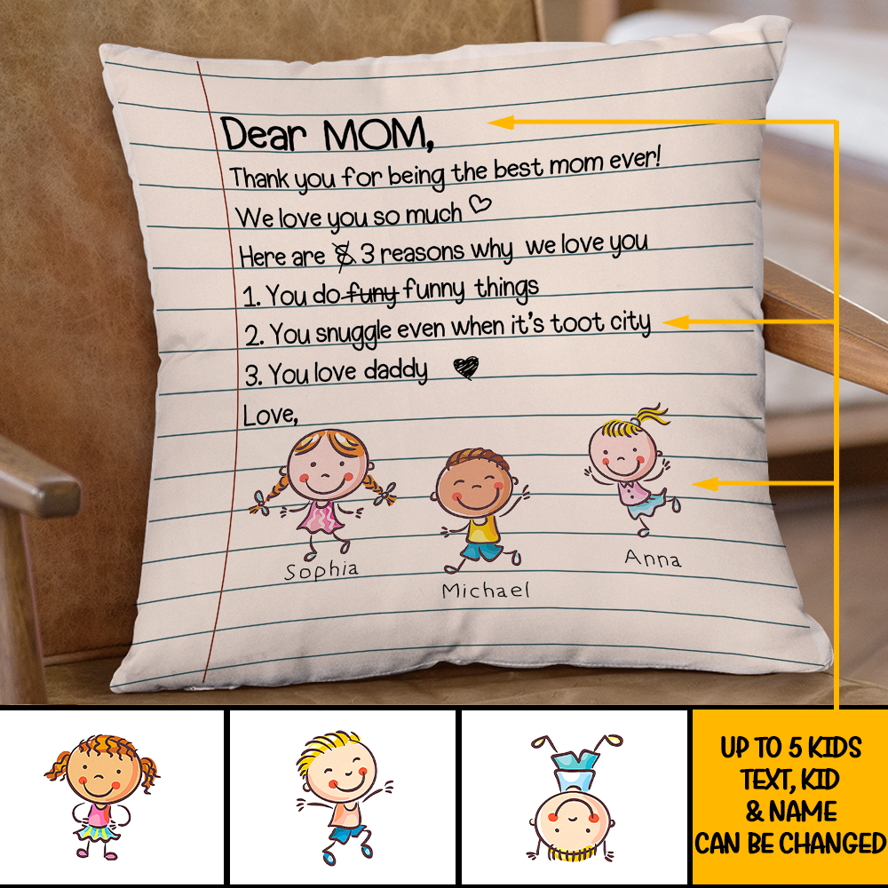 Love Letter Pillow, Personalized Gift for Mom and Dad AD