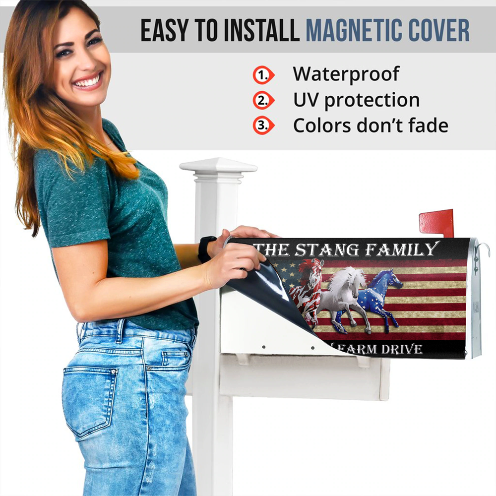 Horse America Flag Magnetic Mailbox Cover AF