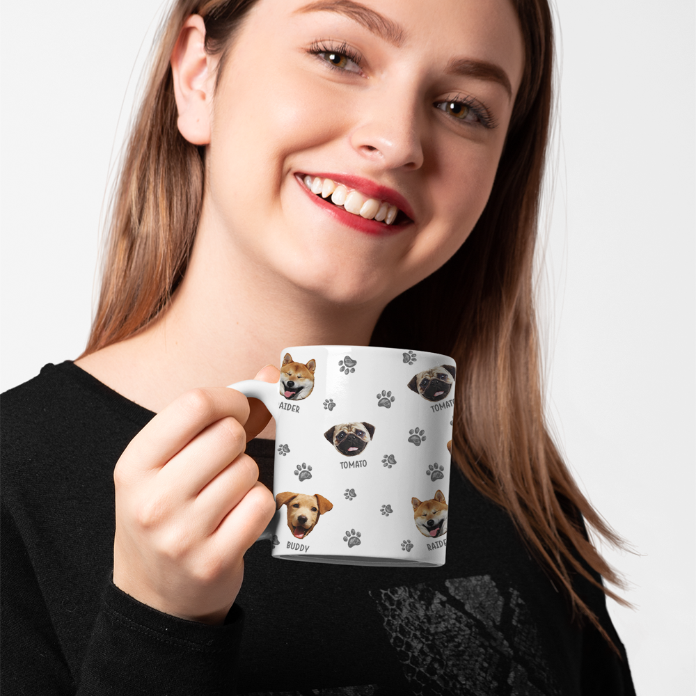 Dog Face Mix Paw Coffee Mug, Dog Lover Gift AO