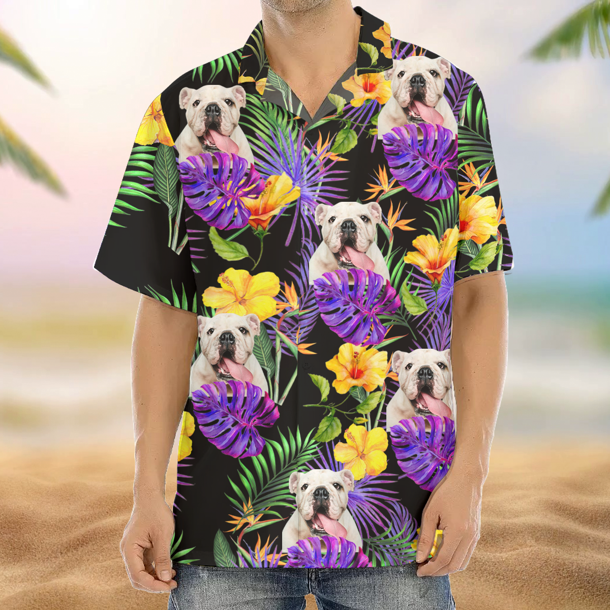 Purple Palm Leaves Dog Hawaiian Shirt, Dog Lover Gift AI