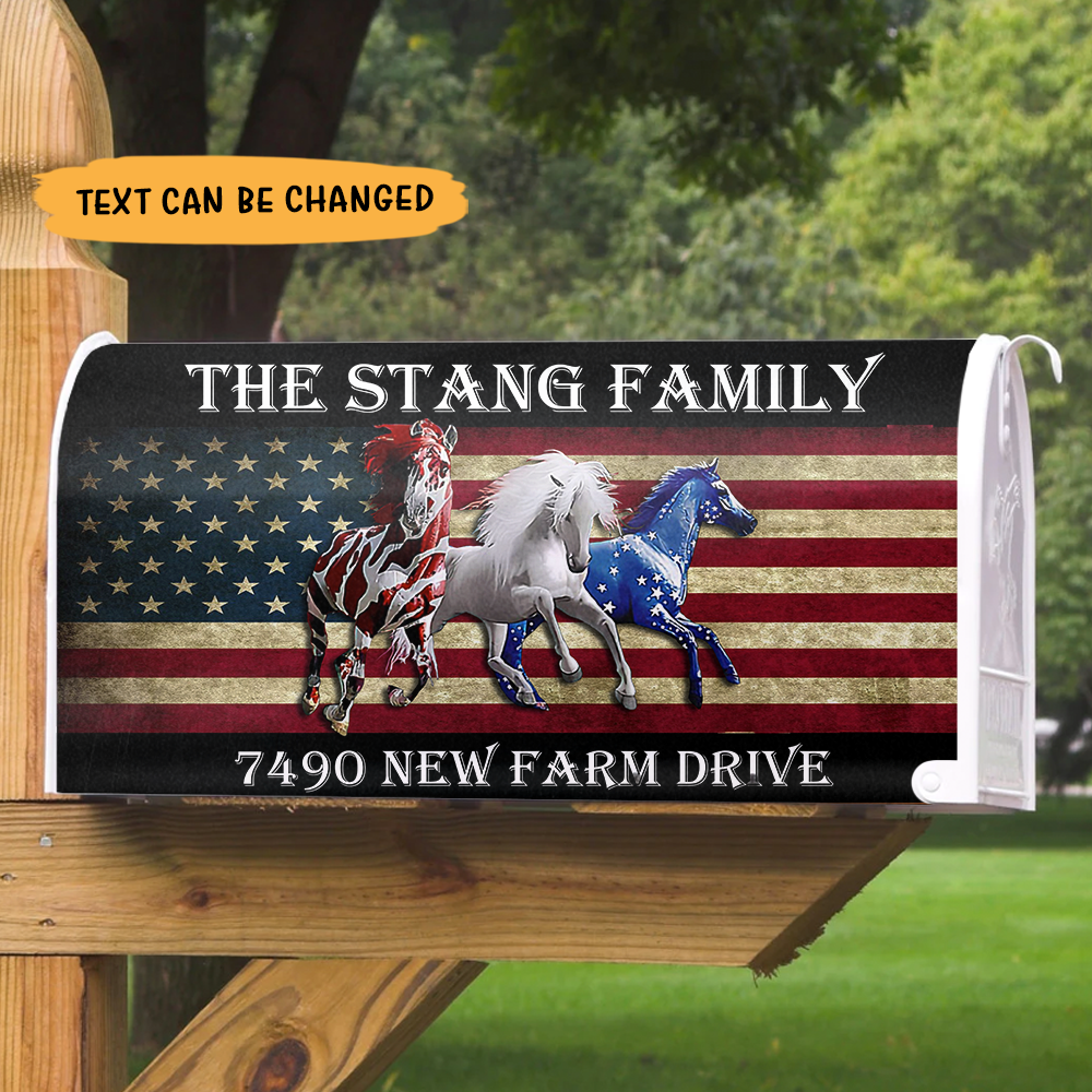 Horse America Flag Magnetic Mailbox Cover AF