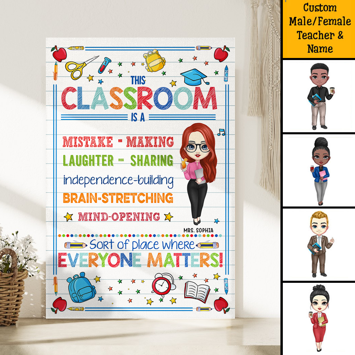 In This Class Everyone Matters Teacher Poster/Canvas, Classroom DIY Sign CustomCat