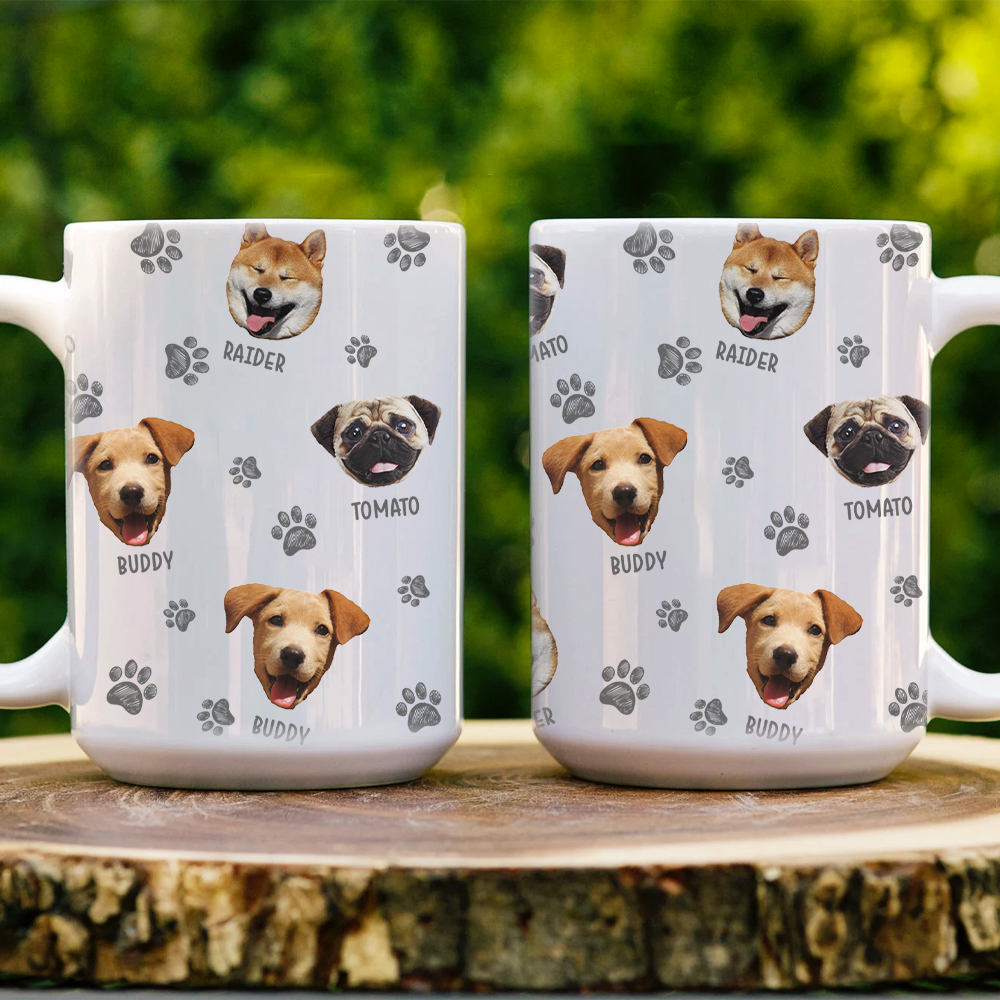 Dog Face Mix Paw Coffee Mug, Dog Lover Gift AO
