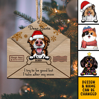 Thumbnail for Letter To Santa I Tried To Be Good But I Take After My Mom 2 Layered Wood Christmas Ornament, Dog Lover Gifts AE