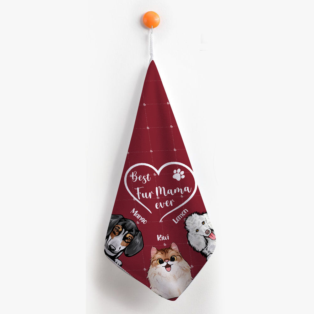 Custom Best Fur Mama Ever Dog Cat Hand Towel, Pet Lover Gift JonxiFon