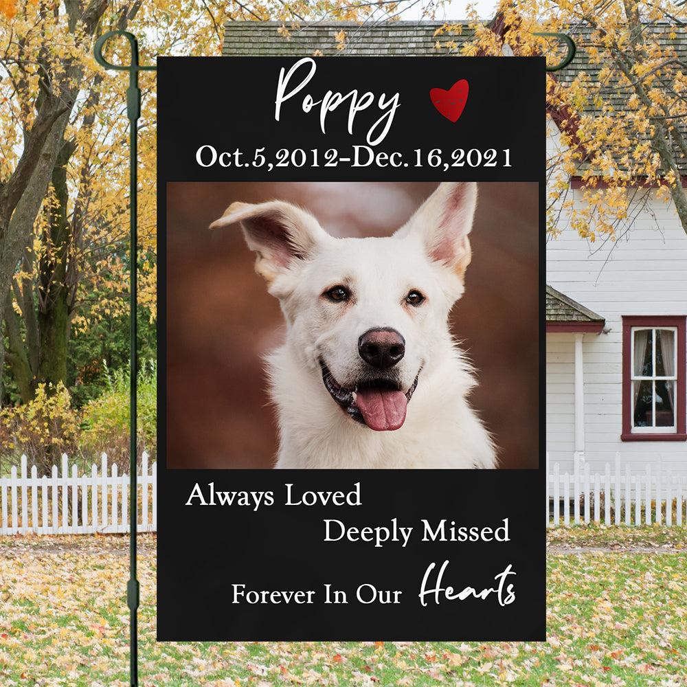 Gift For Loss Of A Pet-Forever In Our Hearts-Personalized Custom Pet Photo Memorial Garden Flag AD