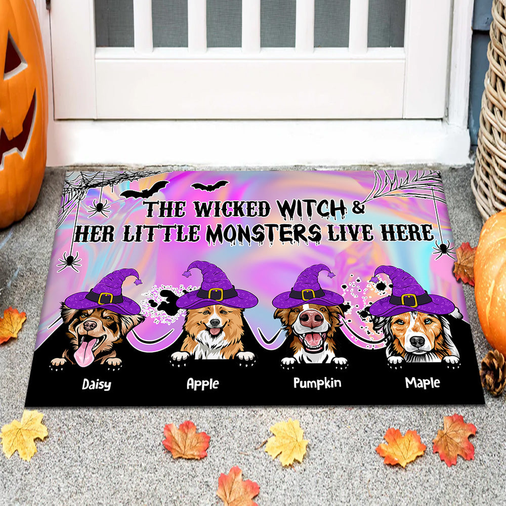 Wicked Witch Hologram Halloween Dogs Doormat, Dog Lovers Gift AB