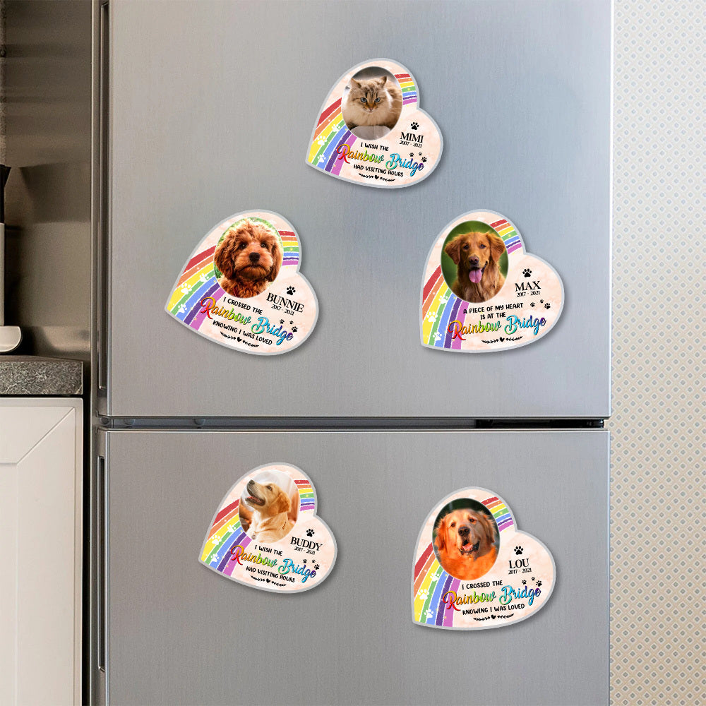 Custom A Piece Of My Heart Is At The Rainbow Bridge Pet Photo Magnets, Fridge Magnet, Memorial Gift JonxiFon
