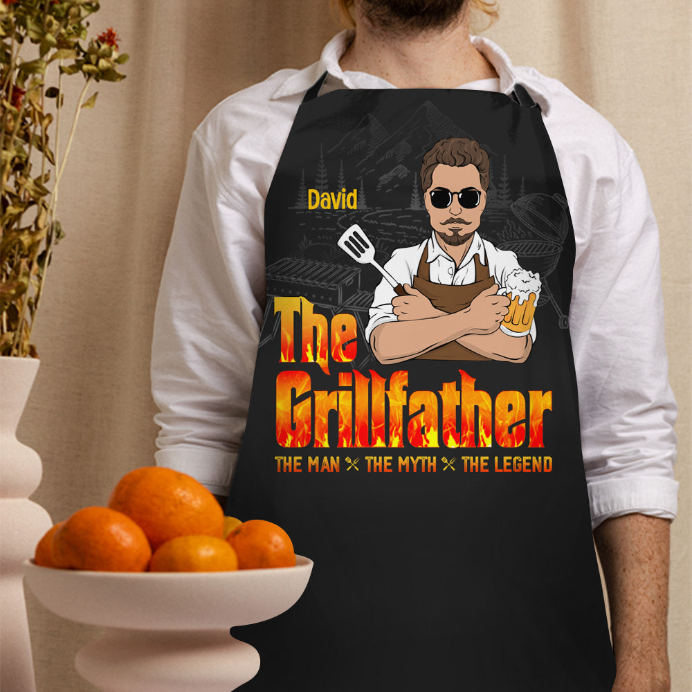 Custom The Grillfather Cooking Dad Apron, Gift For Dad AI