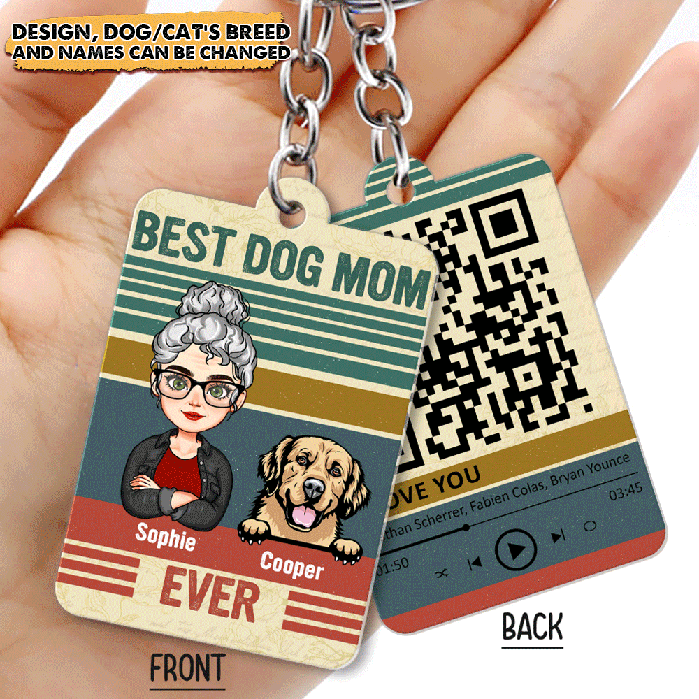 Personalized Best Dog Cat Mom Ever Acrylic Keychain, Gift For Pet Lovers JonxiFon