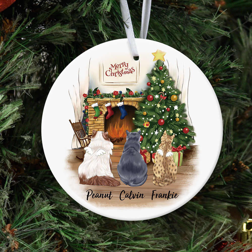 Fluffy Cat Memorial - Personalized Christmas Decorative Ornament AE
