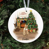 Thumbnail for Fluffy Cat Memorial - Personalized Christmas Decorative Ornament AE