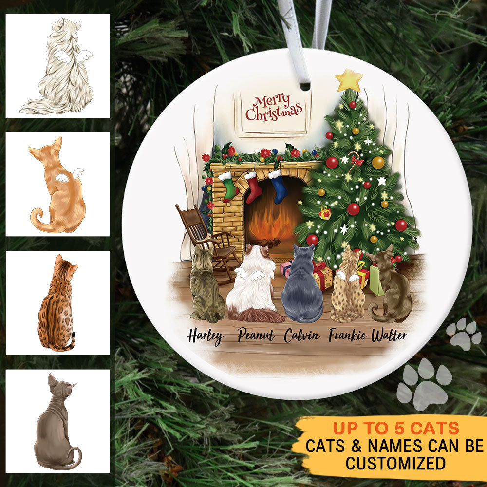 Fluffy Cat Memorial - Personalized Christmas Decorative Ornament AE