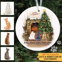 Thumbnail for Fluffy Cat Memorial - Personalized Christmas Decorative Ornament AE