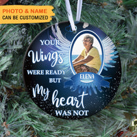 Thumbnail for Your Wings Were Ready But My Heart Was Not, Personalized Ornaments, Custom Photo Gift AE