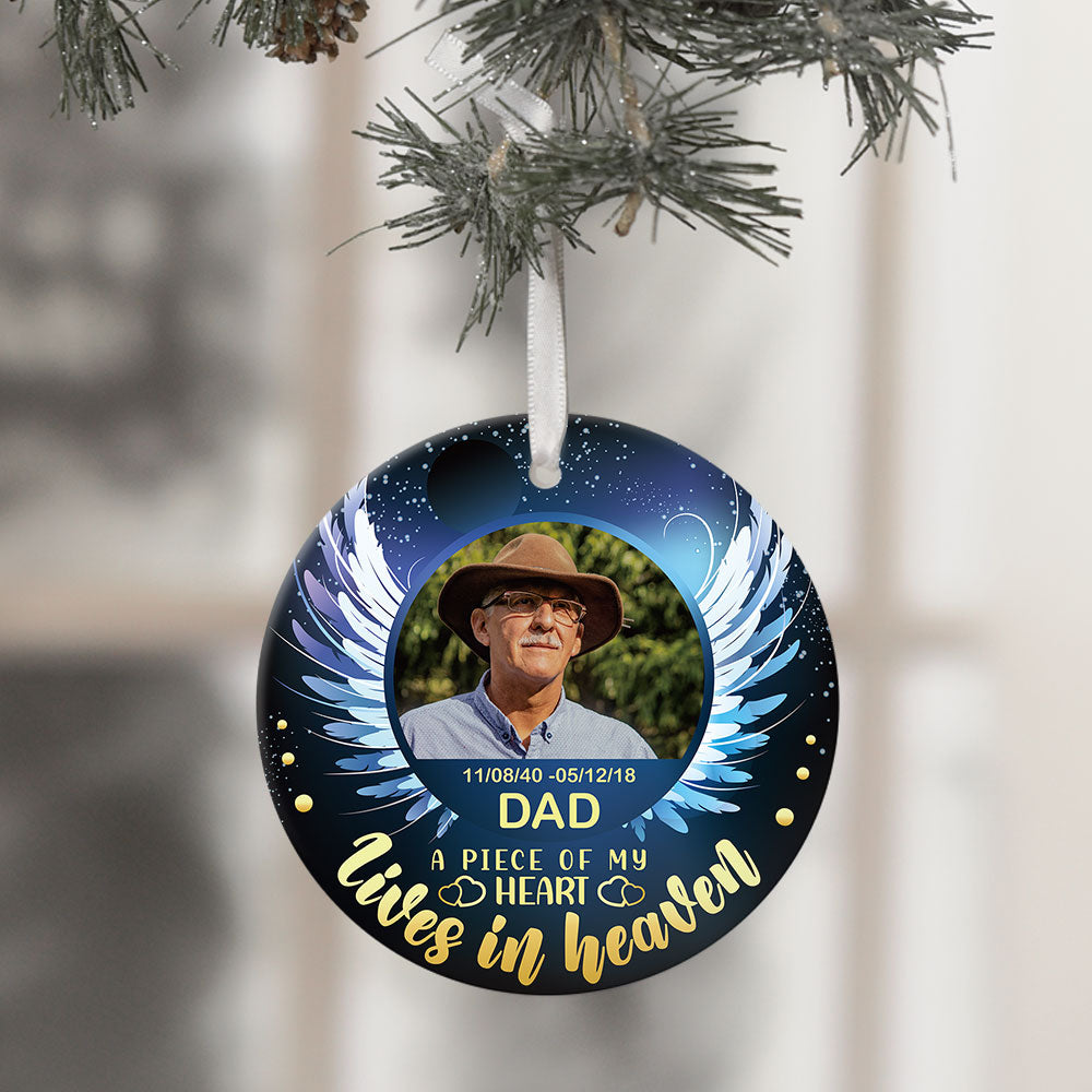 A Piece Of My Heart Lives In Heaven- Personalized Ornaments, Custom Photo Gift JonxiFon