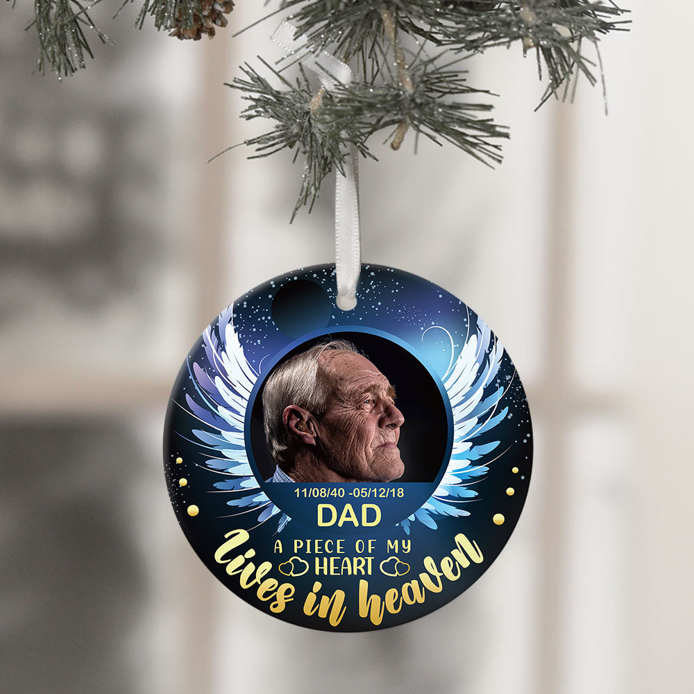 A Piece Of My Heart Lives In Heaven- Personalized Ornaments, Custom Photo Gift JonxiFon