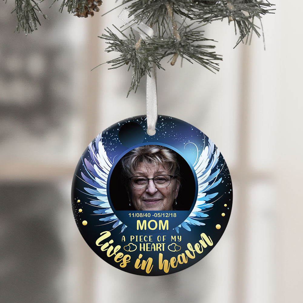 A Piece Of My Heart Lives In Heaven- Personalized Ornaments, Custom Photo Gift JonxiFon
