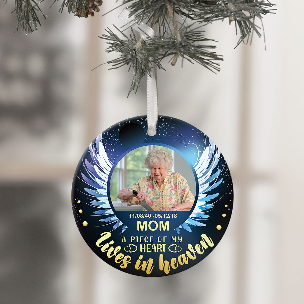 A Piece Of My Heart Lives In Heaven- Personalized Ornaments, Custom Photo Gift JonxiFon