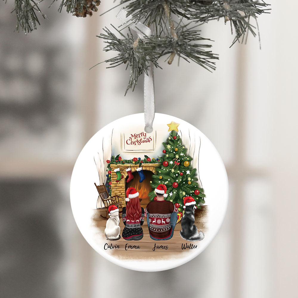 Personalized Christmas Ceramic Ornament Gifts For Pet Lovers -  Dog & Cat & Couple AE
