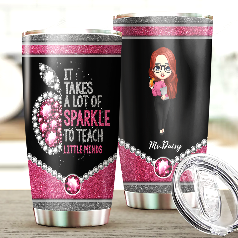 Sparkle To Teach Little Minds Teacher Tumbler, Back To School Gift AA