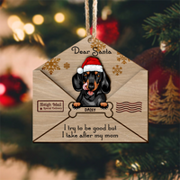 Thumbnail for Letter To Santa I Tried To Be Good But I Take After My Mom 2 Layered Wood Christmas Ornament, Dog Lover Gifts AE