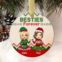Thumbnail for Besties Friends Forever Christmas Personalized Ornament, Customized Holiday Ornament AE