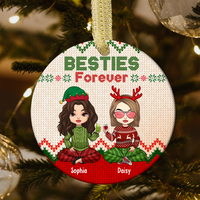 Thumbnail for Besties Friends Forever Christmas Personalized Ornament, Customized Holiday Ornament AE