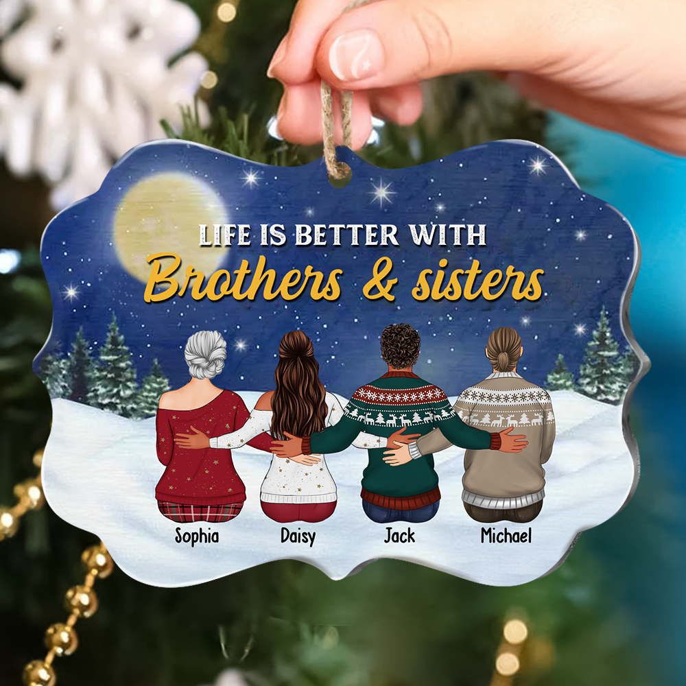 Life Is Better With Brothers & Sisters Benelux Shaped Wood Christmas Ornament AE