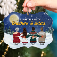 Thumbnail for Life Is Better With Brothers & Sisters Benelux Shaped Wood Christmas Ornament AE