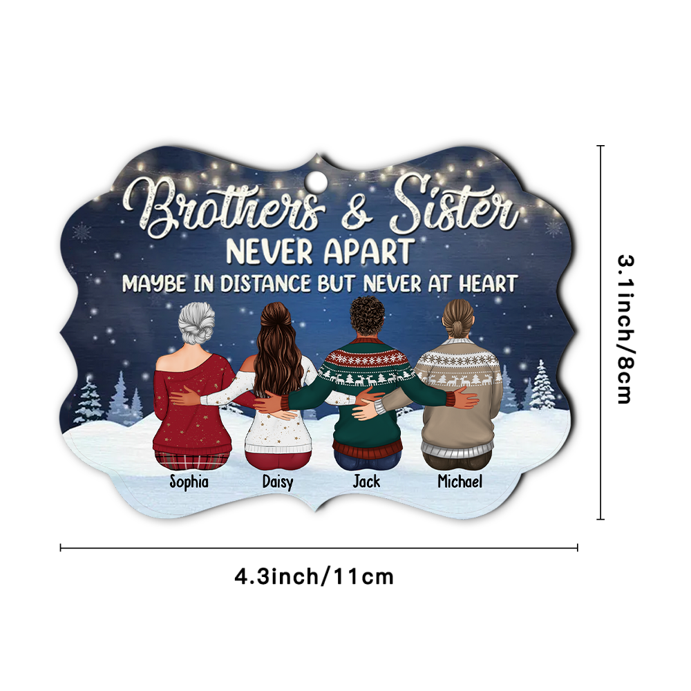 Personalized Brothers & Sisters Never Apart Benelux Shaped Wood Christmas Ornament AE
