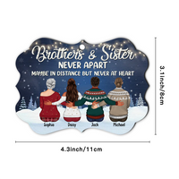 Thumbnail for Personalized Brothers & Sisters Never Apart Benelux Shaped Wood Christmas Ornament AE