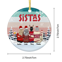 Thumbnail for Sistas At Heart Christmas Personalized Ornament, Customized Holiday Ornament AE