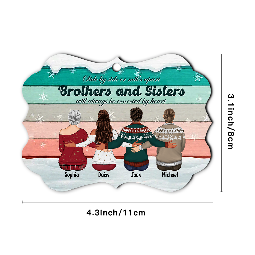 Brothers & Sisters Will Always Connect By Heart Benelux Shaped Wood Christmas Ornament AE