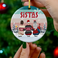Thumbnail for Sistas At Heart Christmas Personalized Ornament, Customized Holiday Ornament AE