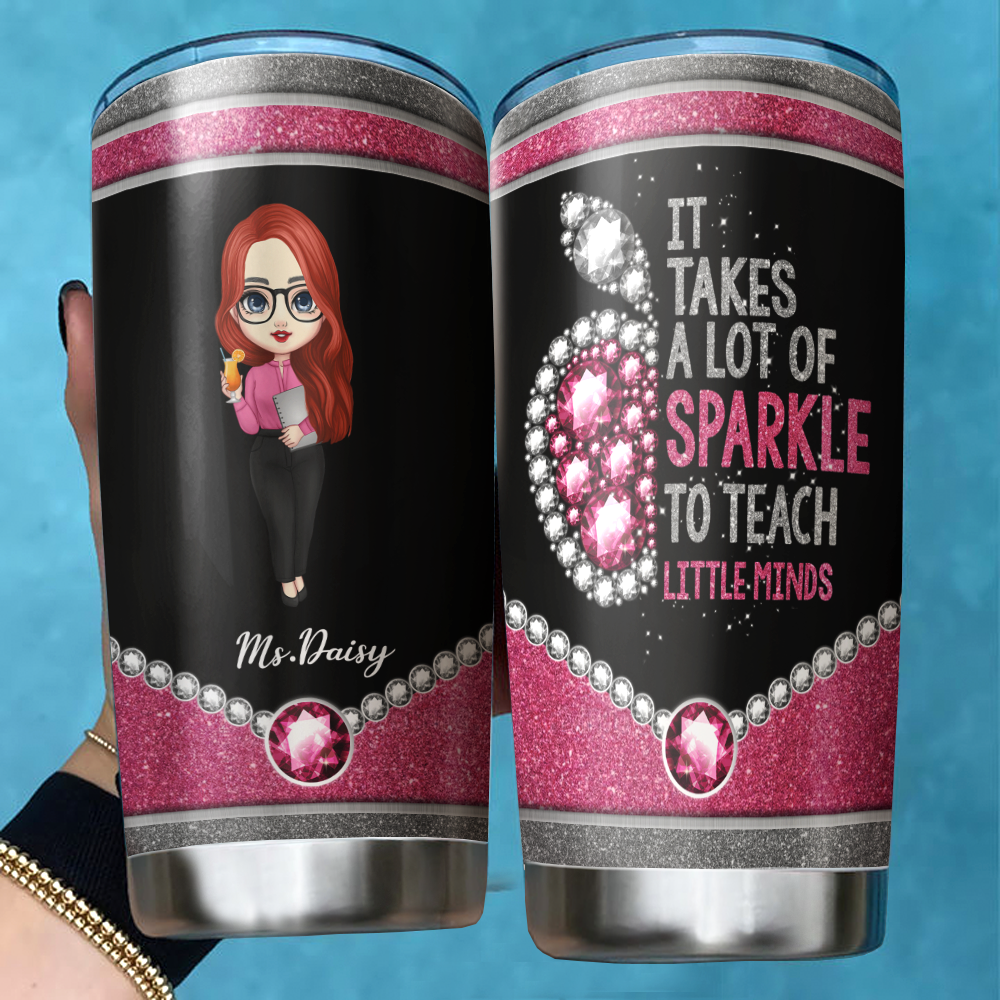 Sparkle To Teach Little Minds Teacher Tumbler, Back To School Gift AA