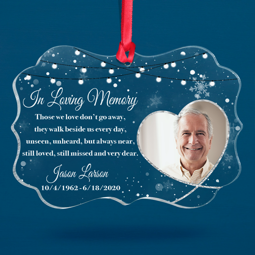 Upload Photo Loss Of Someone Family Member Memorial Christmas Acrylic Ornament, Customized Holiday Ornament AE