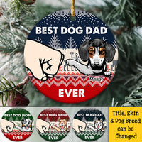 Thumbnail for Personalized Best Dog Dad Ever Christmas Ceramic Ornament, Personalized Decorative Ornament AE