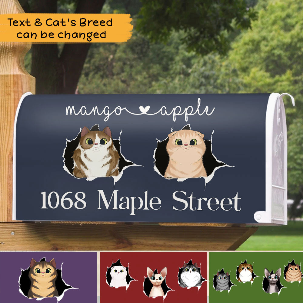 Cats Opened Here Personalized Address House Magnetic Mailbox Cover, Personalized Gift For Cat Lovers AF