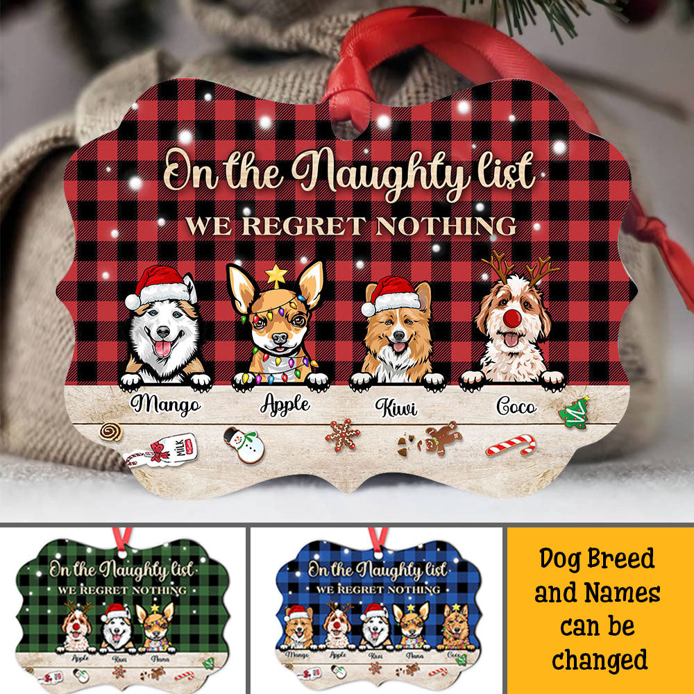 Personalized On The Naughty List We Regret Nothing Dog Christmas Benelux Ornament AE