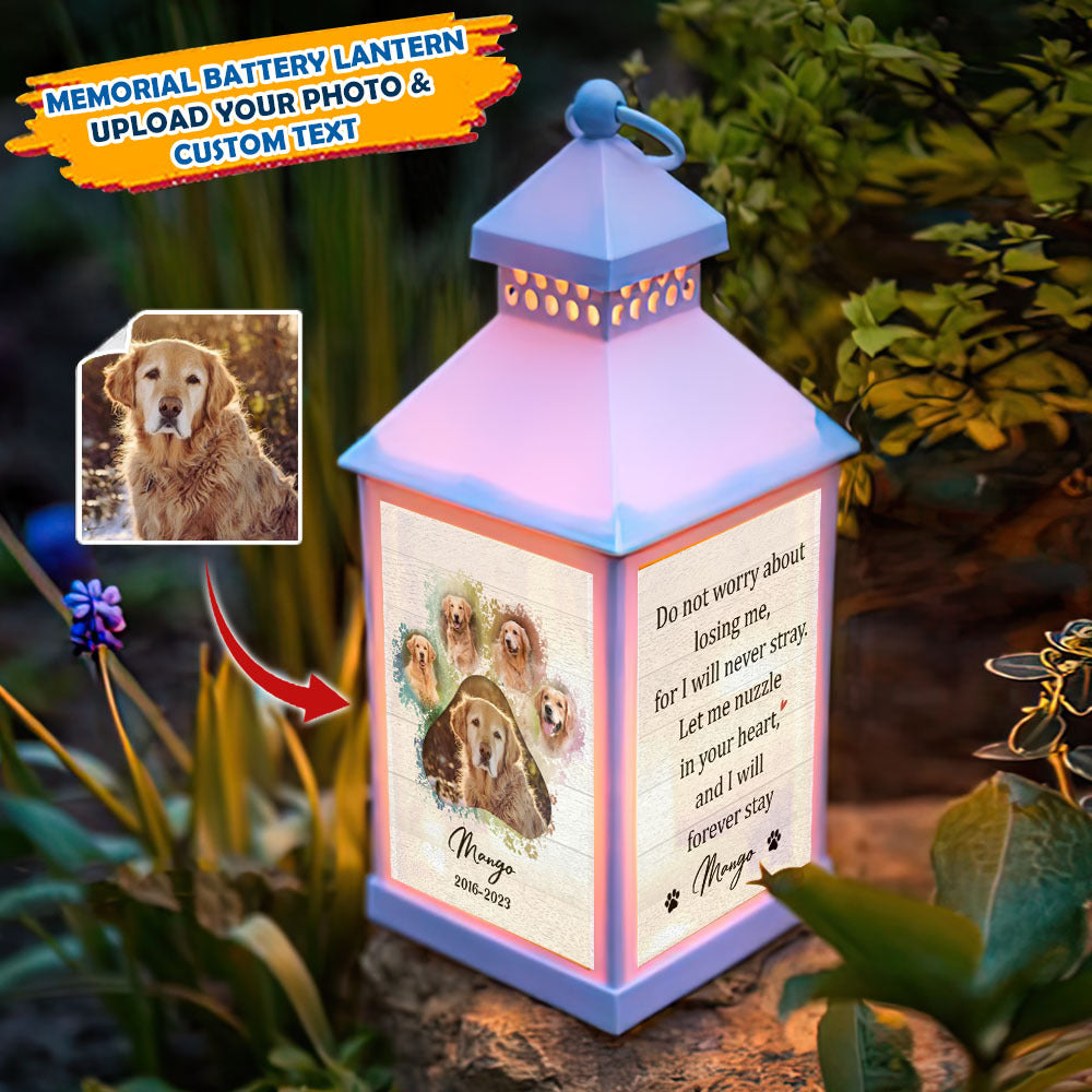 Custom Do Not Worry About Losing Me Paw Prints Photo Lantern II, Pet Memorial Gift JonxiFon