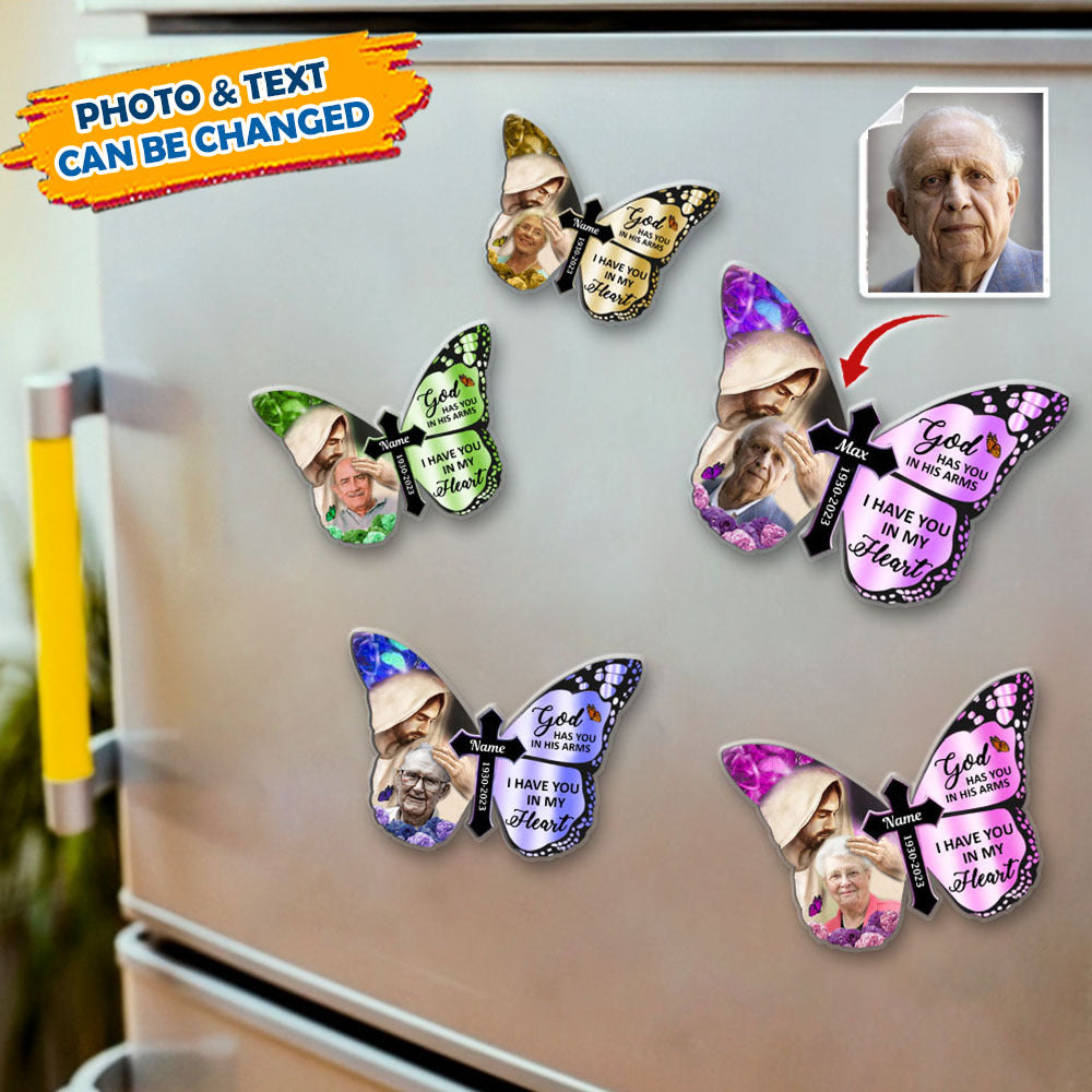 Personalized God Has You In His Arm Magnet, Memorial Magnet, Fridge Magnet JonxiFon