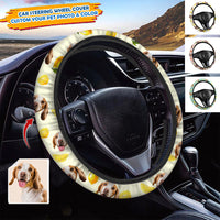 Thumbnail for Custom Avocado Pattern With Face Dog Cat Car Steering Wheel Cover, Pet Lover Gift JonxiFon