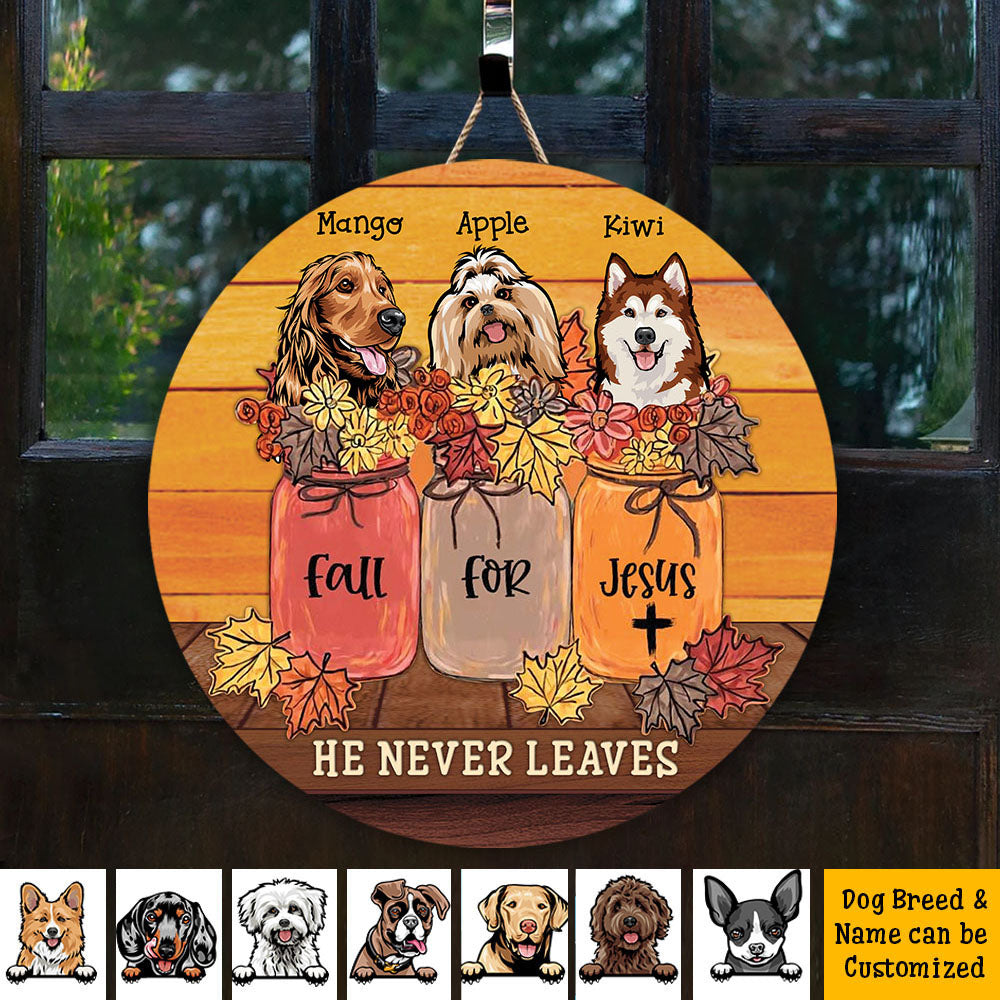 Fall for Jesus Dog Door Sign, Wooden Home Decor Gift Z