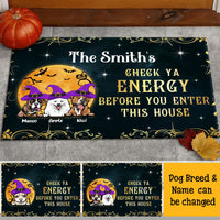 Thumbnail for Personalized Dog Mom Check Ya Energy Halloween Doormat, Dog Lover Gift AB