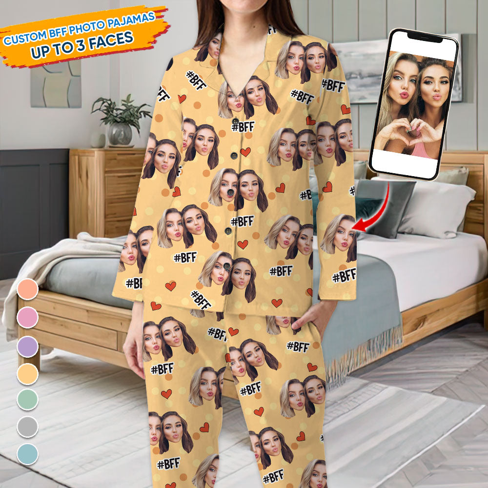 Custom Face Photo Besties Pajamas Set, Gift For Best Friends FC