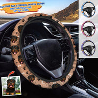 Thumbnail for Custom Face With Paws Dog Cat Car Steering Wheel Cover, Pet Lover Gift FC